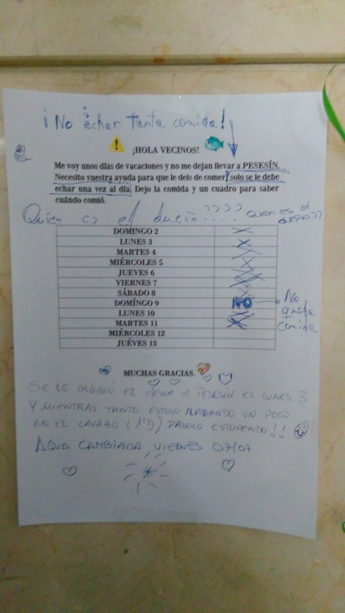 Consigue Con Una Nota En El Portal Que Los Vecinos Le Cuiden El Pez 0402